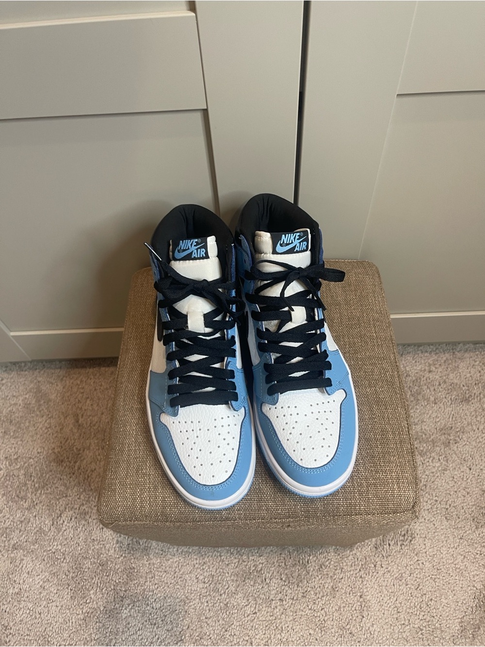 Jorden Nike High-Top Sneakers in White and Light Blue